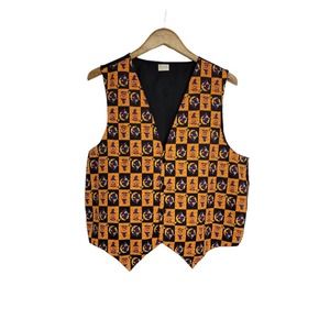 West Loop Orange & Black Halloween Jack-o-lantern Witch Novelty Vest Size Large